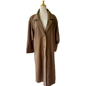 Vtg Anne Klein II Taupe 100% Wool Long Trench Coat Women’s Sz Small As Is